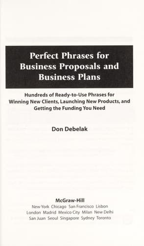 Cover of Perfect phrases for business proposals and business plans by Don Debelak