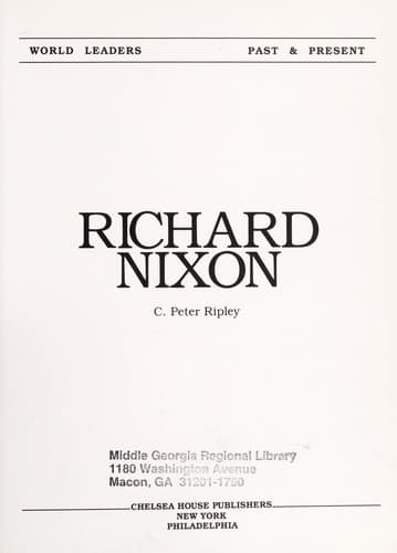 Cover of Richard Nixon by C. Peter Ripley