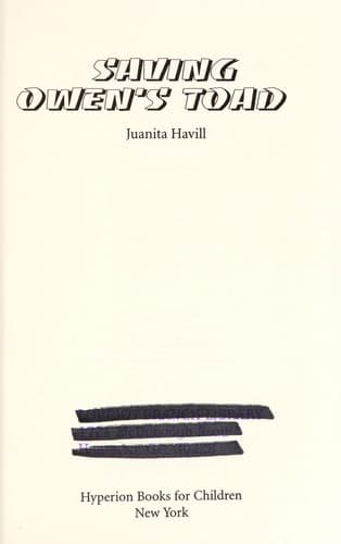 Cover of Saving Owen's toad by Juanita Havill