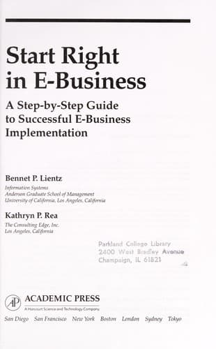 Cover of Start Right in E-Business by Bennet P. Lientz