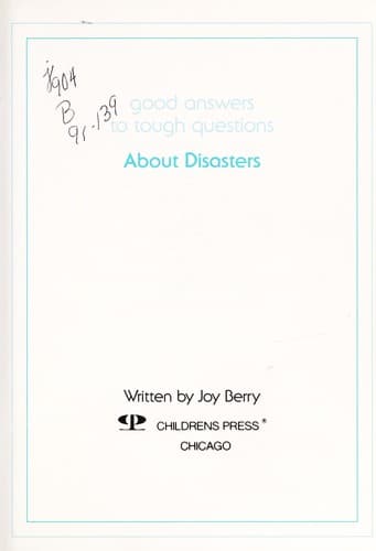 Cover of About disasters by Joy Berry