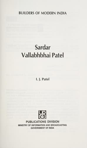Cover of Sardar Vallabhbhai Patel by I. J. Patel