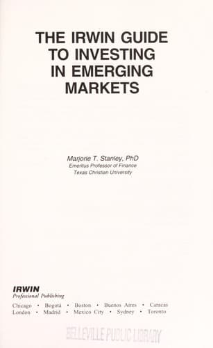 Cover of The Irwin guide to investing in emerging markets by Marjorie T. Stanley
