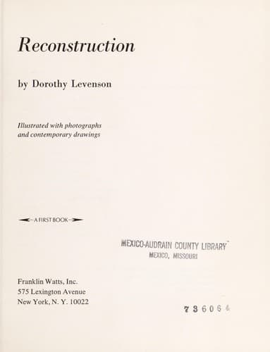 Cover of Reconstruction by Dorothy Levenson