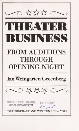 Cover of Theater business by Jan W. Greenberg