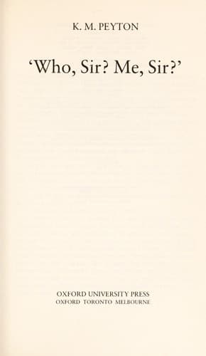 Cover of Who Sir? Me, Sir? (Handi-read) by K. M. Peyton