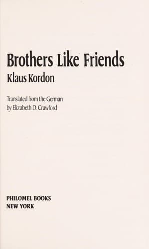 Cover of Brothers like friends by Klaus Kordon