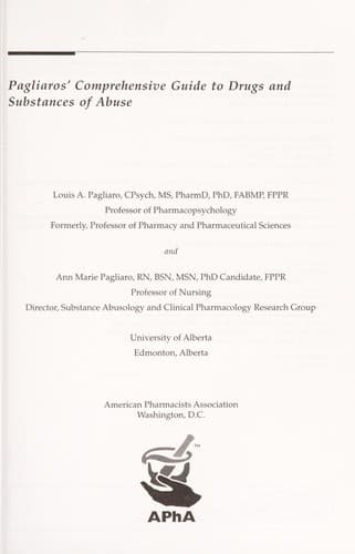 Cover of Pagliaros' comprehensive guide to drugs and substances of abuse by Louis A. Pagliaro