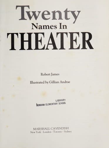 Cover of Twenty names in theater by James, Robert