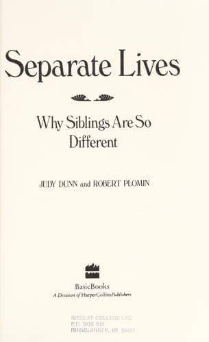 Cover of Separate lives by Judy Dunn