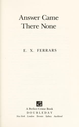 Cover of Answer came there none by Elizabeth Ferrars