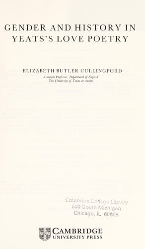 Cover of Gender and history in Yeats's love poetry by Elizabeth Cullingford