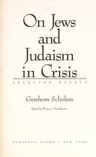 Cover of On Jews and Judaism in crisis by Gershom Scholem