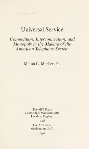 Cover of Universal service by Milton Mueller