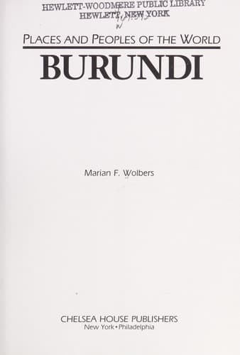 Cover of Burundi by Marian Wolbers