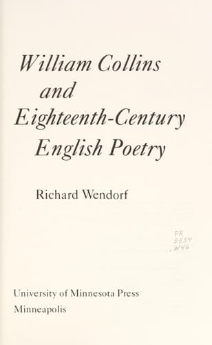 Cover of William Collins and eighteenth-century English poetry by Richard Wendorf