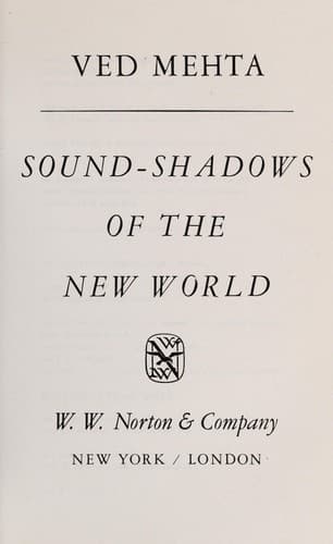 Cover of Sound-Shadows Of The New World by Ved Mehta
