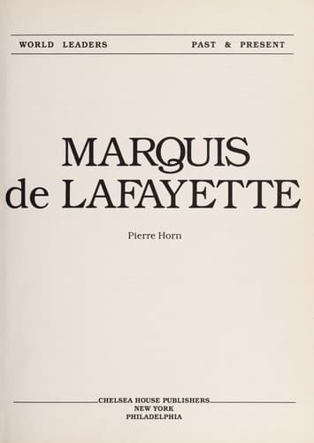 Cover of Marquis de Lafayette by Pierre L. Horn