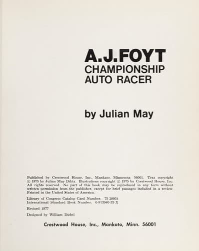 Cover of A. J. Foyt by Julian May