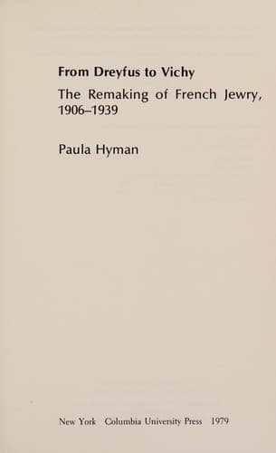 Cover of From Dreyfus to Vichy by Paula Hyman