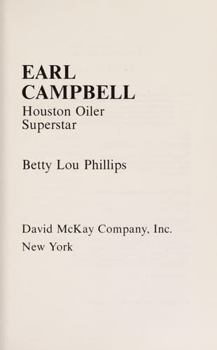 Cover of Earl Campbell, Houston Oiler superstar by Betty Lou Phillips