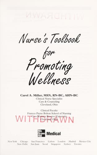 Cover of Nurse's toolbook for promoting wellness by Carol A. Miller