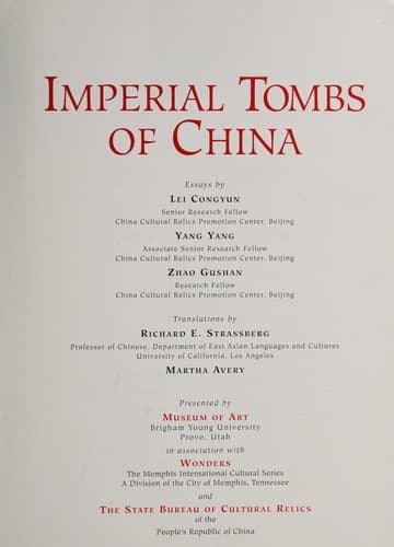 Cover of Imperial tombs of China by Congyun Lei