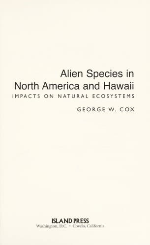 Cover of Alien species in North America and Hawaii by Cox, George W
