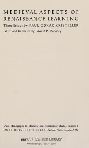 Cover of Medieval aspects of Renaissance learning by Paul Oskar Kristeller