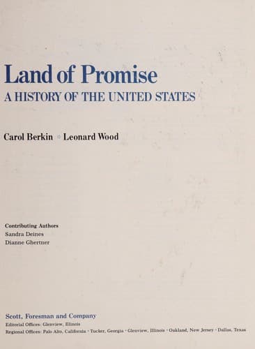 Cover of Land of promise by Carol Berkin