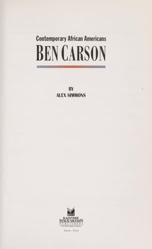 Cover of Ben Carson by Alex Simmons