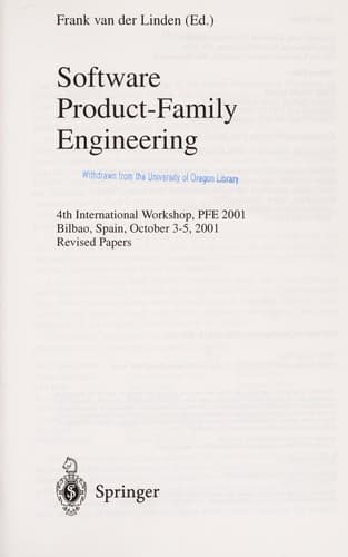 Cover of Software product-family engineering by PFE 2001 (2001 Bilbao, Spain)