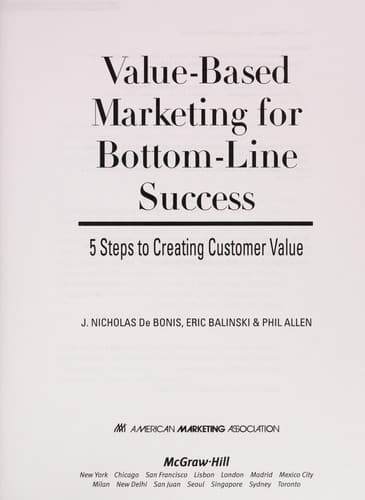 Cover of Value-based marketing for bottom-line success by J. Nicholas DeBonis