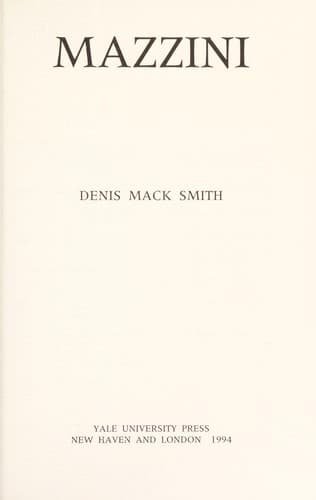 Cover of Mazzini by Denis Mack Smith