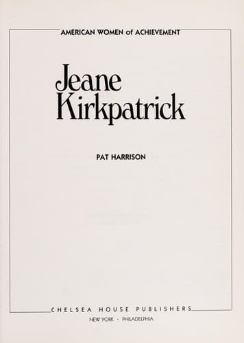 Cover of Jeane Kirkpatrick by Pat Harrison