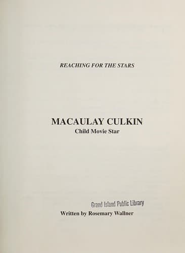 Cover of Macaulay Culkin by Rosemary Wallner