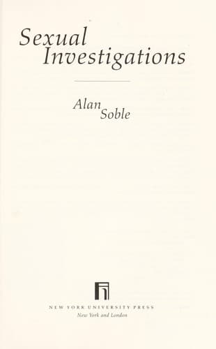 Cover of Sexual investigations by Alan Soble