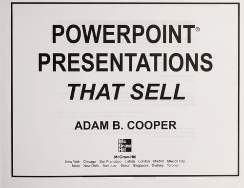 Cover of PowerPoint presentations that sell by Adam B. Cooper