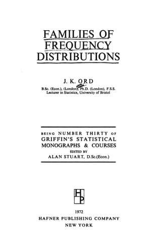 Cover of Families of frequency distributions by J. K. Ord