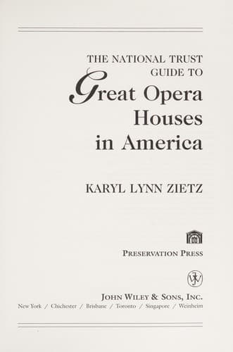 Cover of The National Trust guide to great opera houses in America by Karyl Charna Lynn