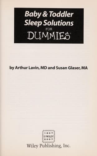 Cover of Baby & toddler sleep solutions for dummies by Arthur Lavin