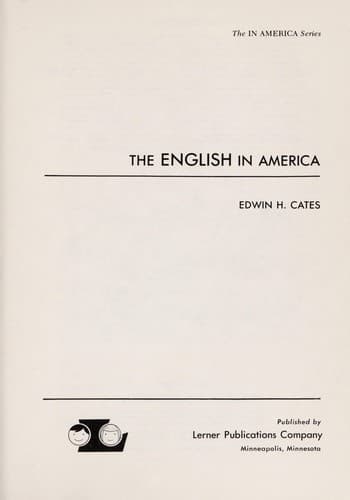 Cover of The English in America by Edwin H. Cates