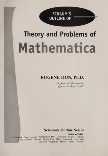 Cover of Schaum's outline of theory and problems of Mathematica by Eugene Don