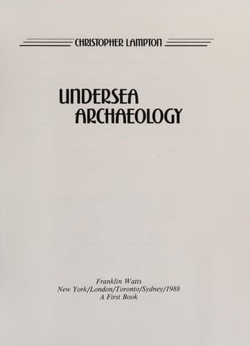 Cover of Undersea archaeology by Christopher Lampton