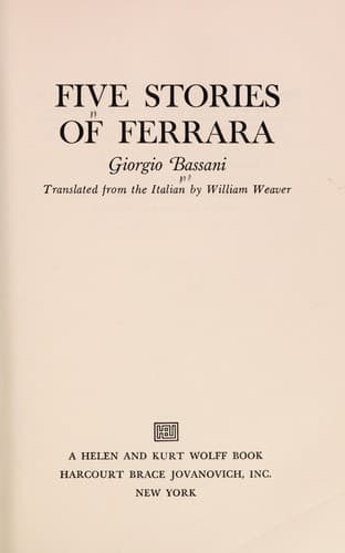Cover of Five stories of Ferrara by Giorgio Bassani