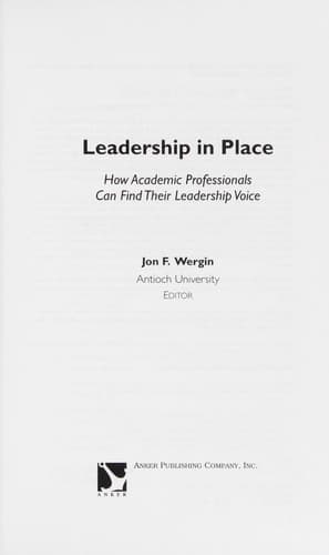 Cover of Leadership in place by Jon F Wergin