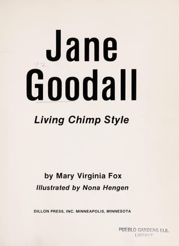 Cover of Jane Goodall, living chimp style by Mary Virginia Fox