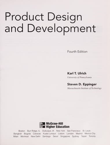 Cover of Product Design and Development by Karl T. Ulrich