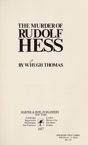 Cover of The murder of Rudolf Hess by W. Hugh Thomas