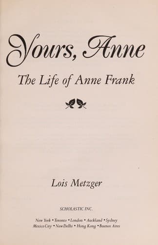 Cover of Yours, Anne by Lois Metzger